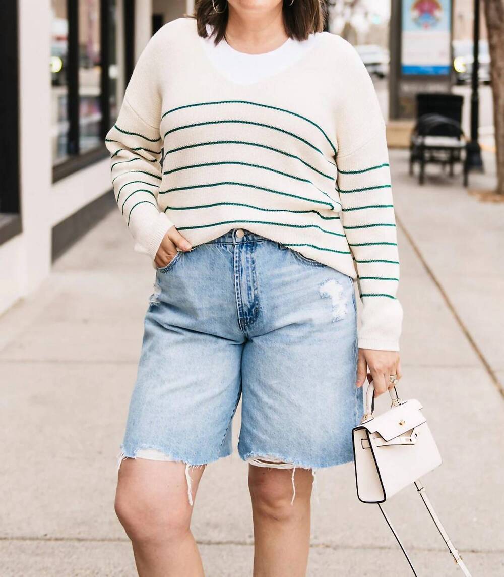 NEW GENTLE FAWN v-neck sweater in kelly stripe